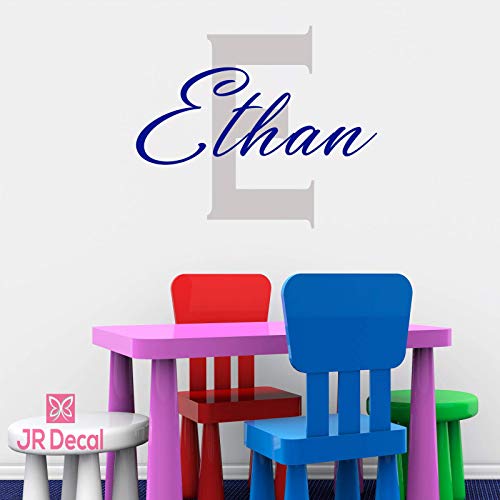 Boy Personalised name sticker with Monogram | Boys Bedroom Decals