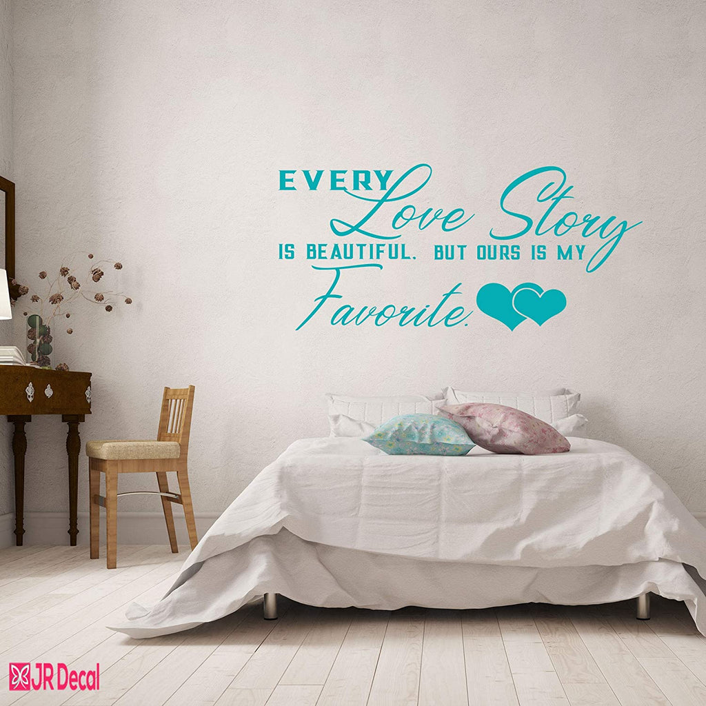 Ours Love story - Romantic quote wall stickers green