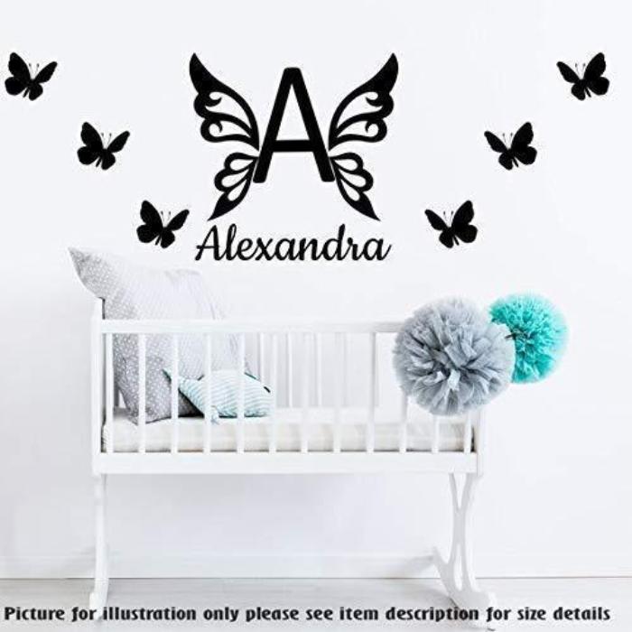 Butterfly wall stickers with Personalised name sticker