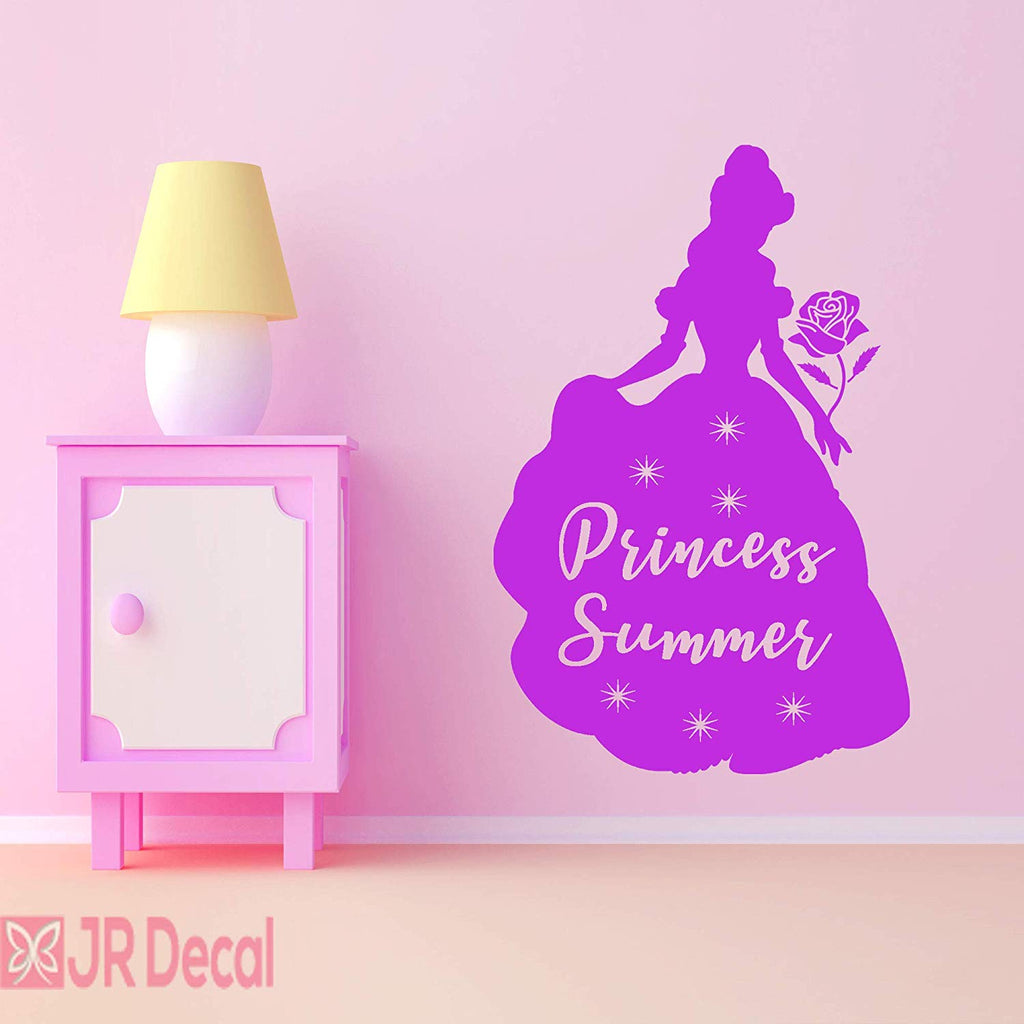 Princess Belle wall sticker with Personalised Name purple