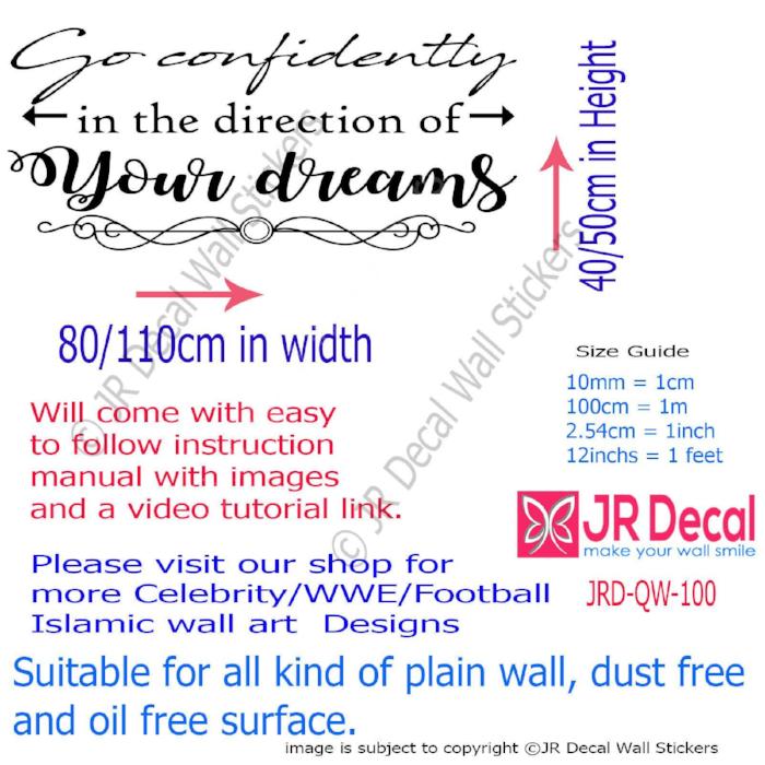 "Go confidently in the direction of your dreams"- Motivational quote wall stickers