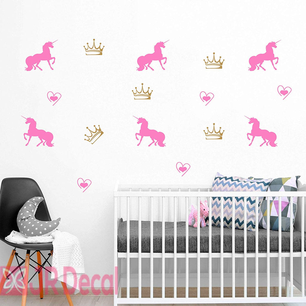 28 Unicorn Stickers set with Princess Crown