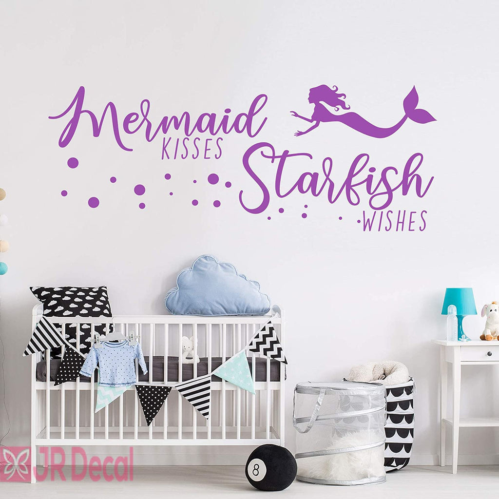 Mermaid kisses Starfish wishes- Quote wall stickers purple