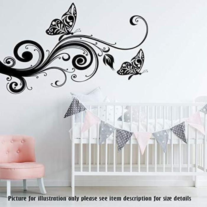Tree art on wall with Butterfly wall sticker