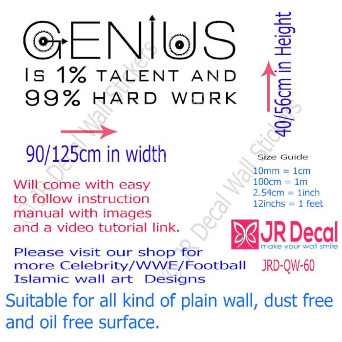 Genius talent hard work - Motivational quotes wall stickers