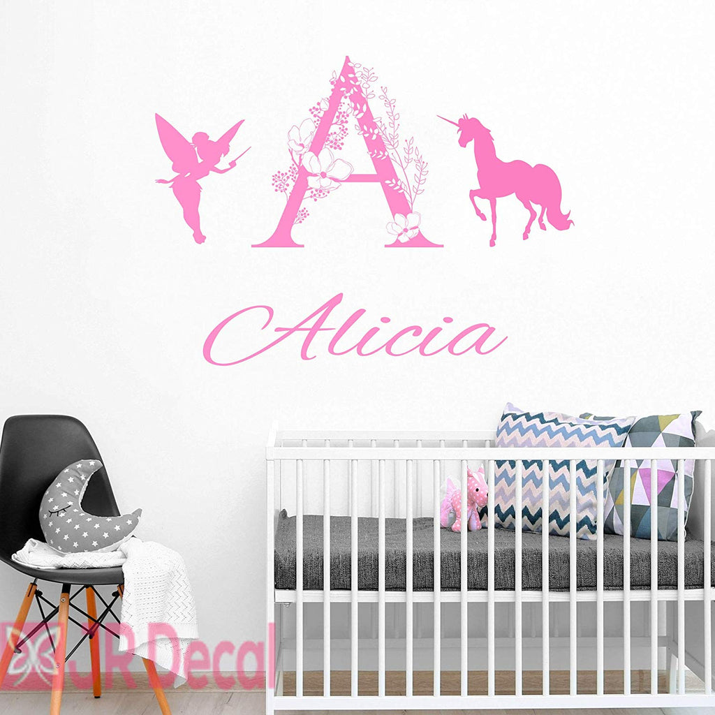 Personalized Unicorn name Fairy wall stickers nursery decor
