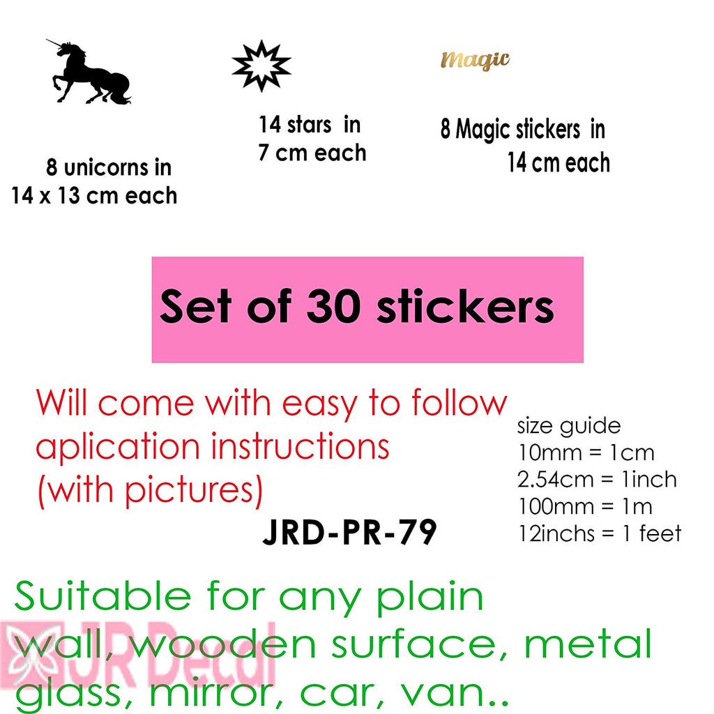 Set of Magic Unicorn Wall Art for Girls Bedroom