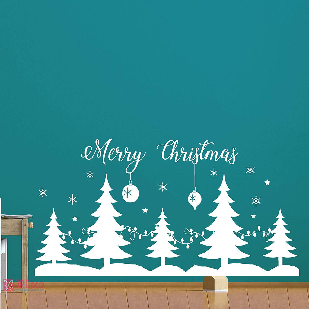 Merry Christmas tree Window sticker Merry Christmas home decor shop window decor sign