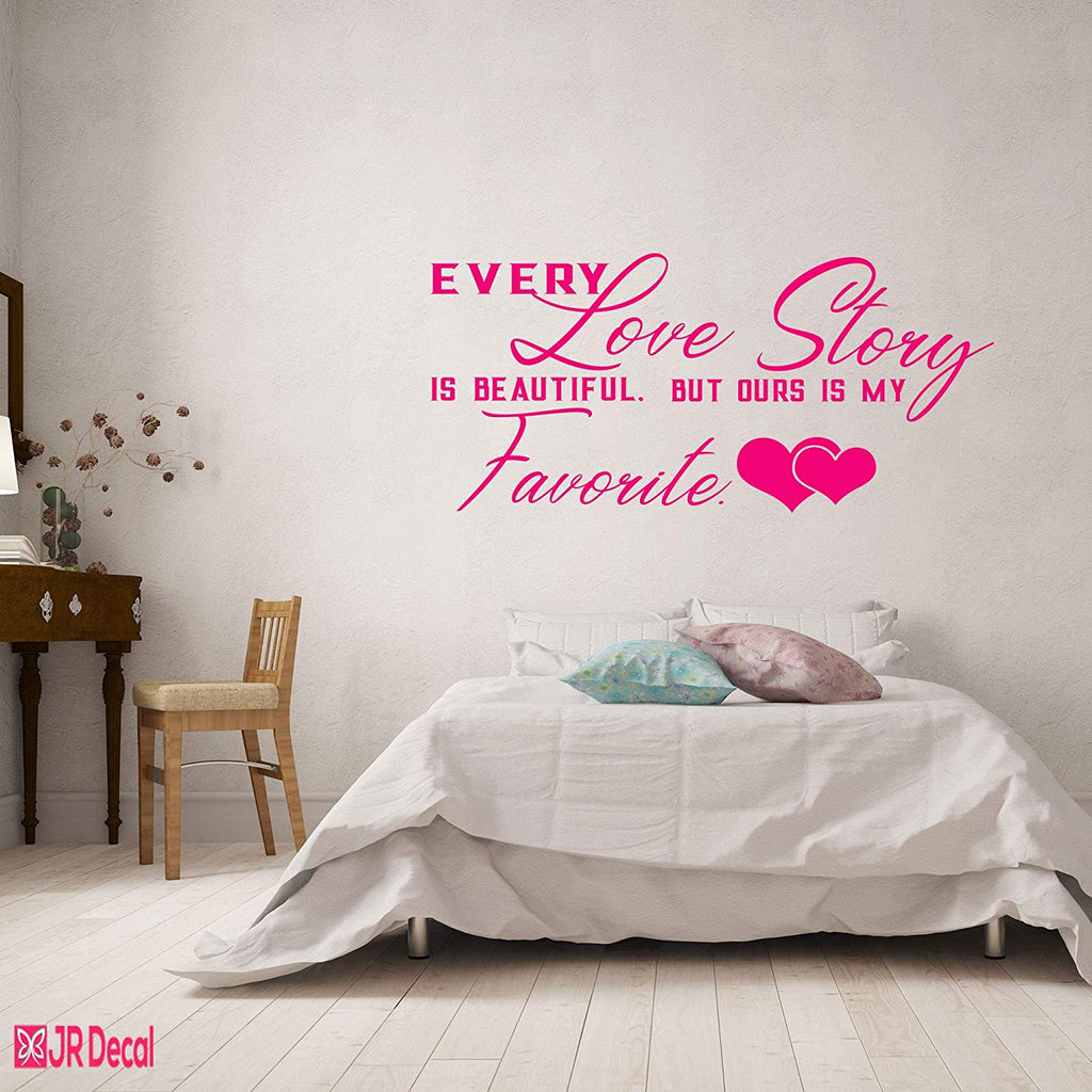 Ours Love story - Romantic quote wall stickers pink