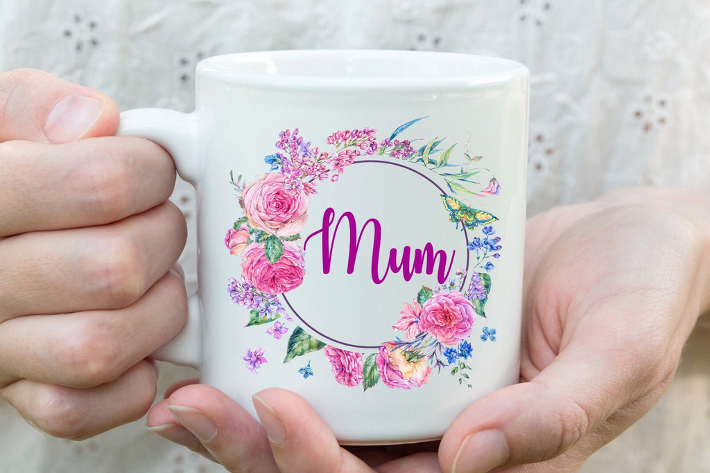 "Mum" Flower Wreath printed Mom Mug