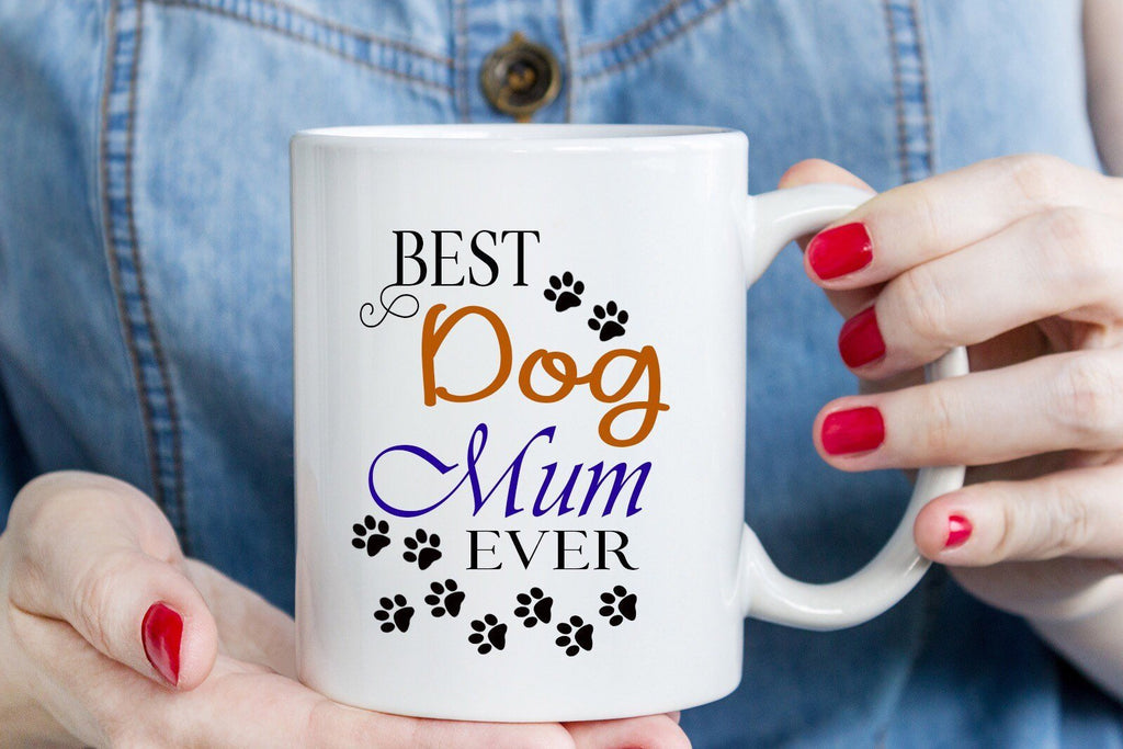 "Best Dog Mum Ever" Dog paw printed funny mug for Mom