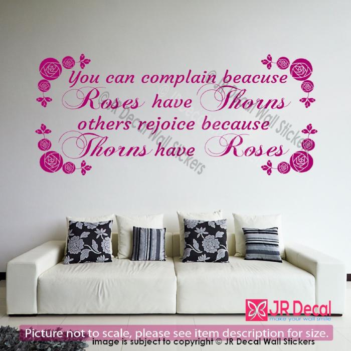 "You can complain because roses have thorns"- Inspirational quote wall art