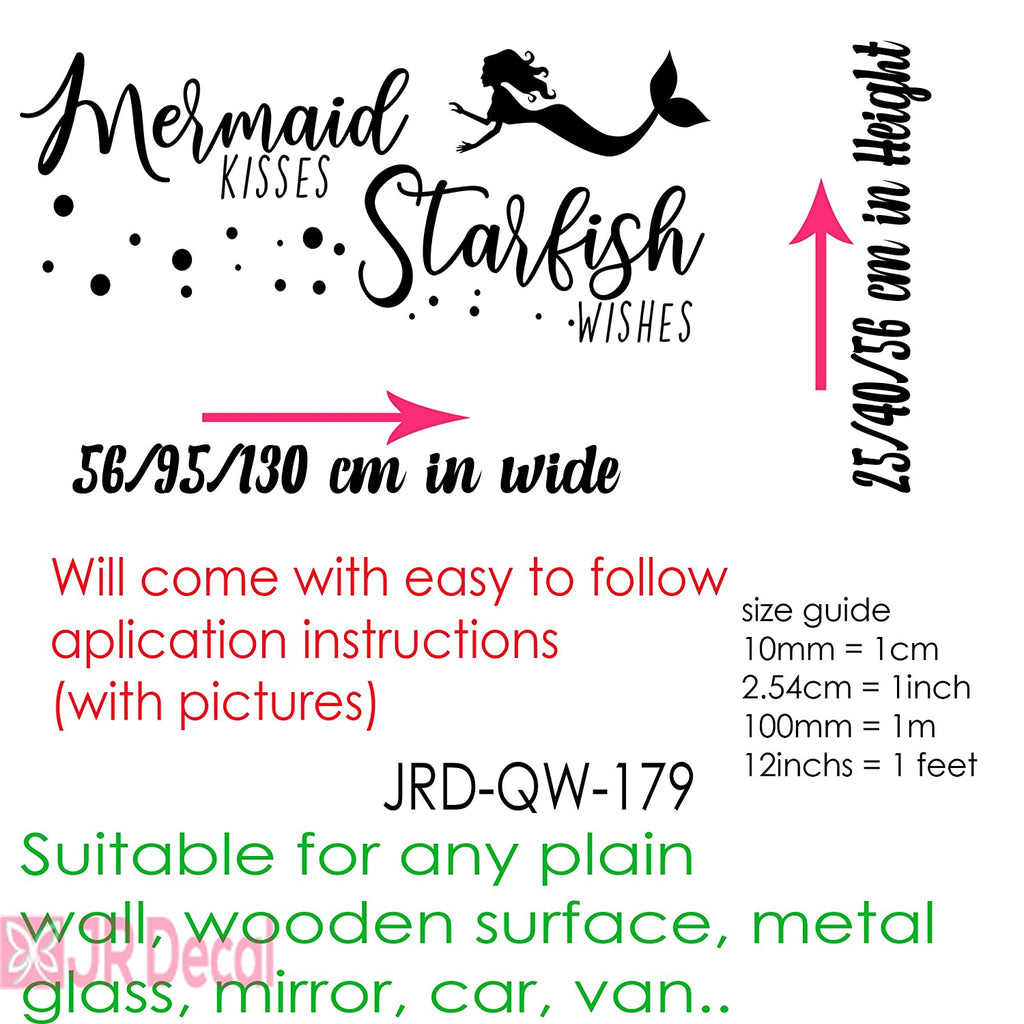 Mermaid kisses Starfish wishes- Quote wall stickers details page