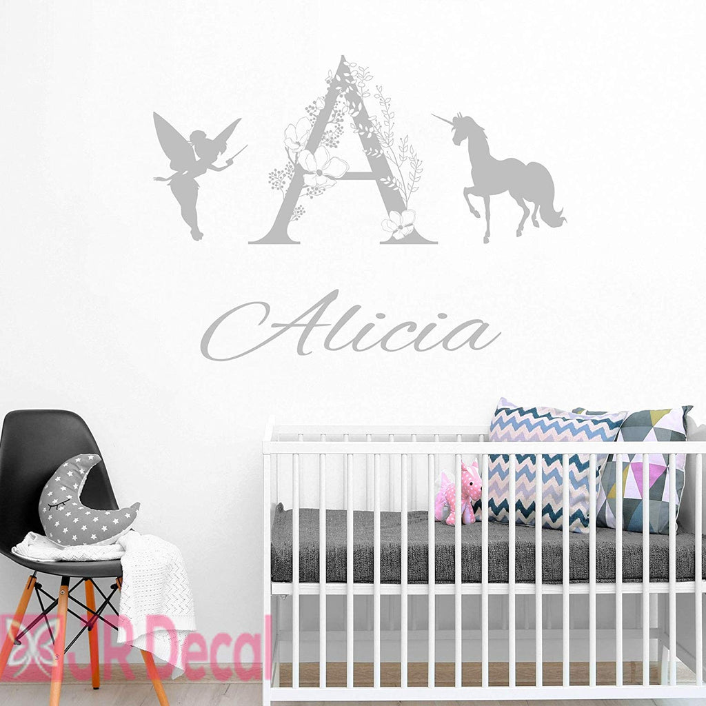 Personalized Unicorn name Fairy wall stickers nursery decor