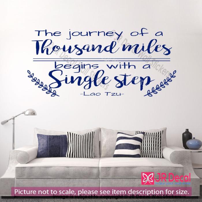 "The journey of a thousand miles"- Lao Tzu Groves Inspirational quote wall art, Vinyl wall sticker