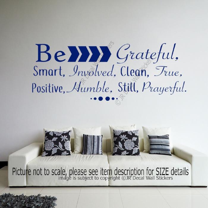 "Be Grateful, Smart, Involved"- Inspirational quotes stickers for walls Vinyl wall decals