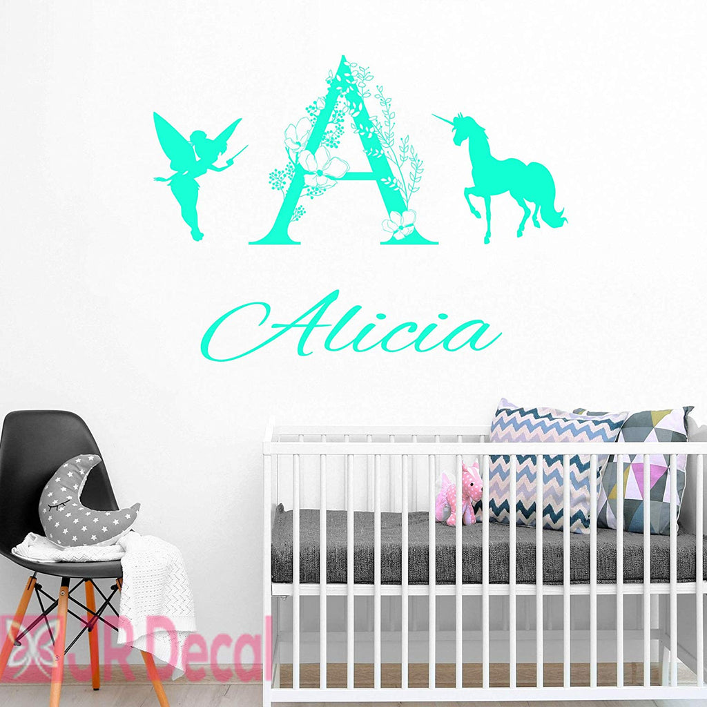Personalized Unicorn name Fairy wall stickers nursery decor