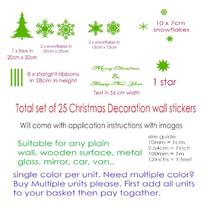 Wall Sticker 25 Set Merry Christmas Tree