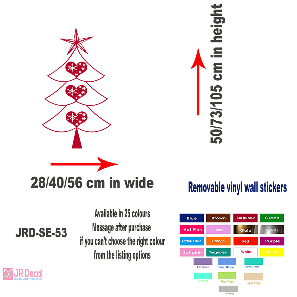 Heart shape Christmas tree wall sticker details