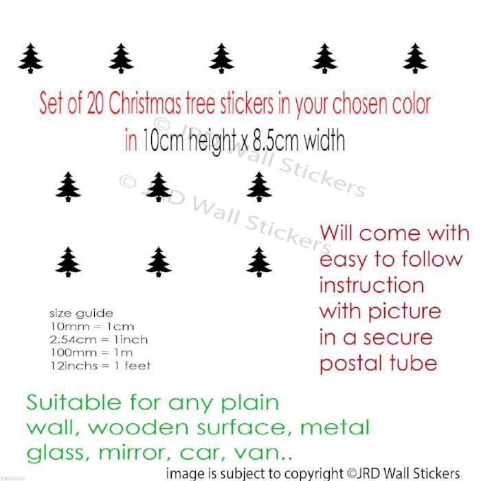 Set of 20 Xmas Tree Removable Wall Decal