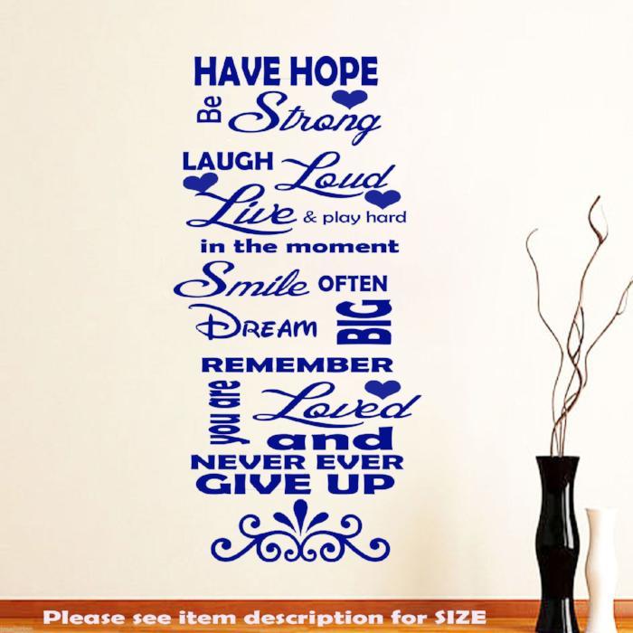Family Love Have Hope Inspirational Wall Quotes