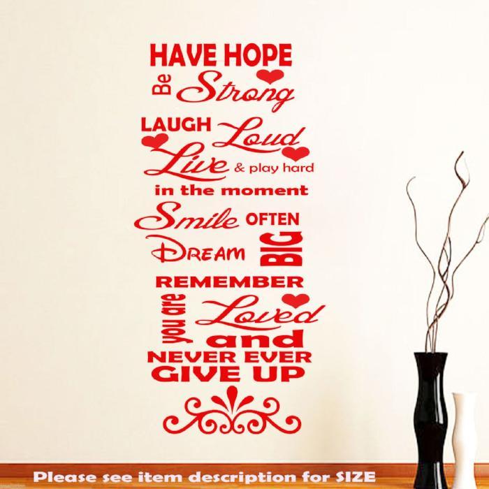 Family Love Have Hope Inspirational Wall Quotes