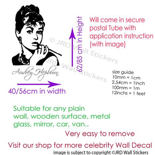 Large AUDREY HEPBURN Wall Art Sticker 