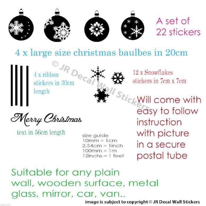 Wall Sticker Merry Christmas Tree Baubles