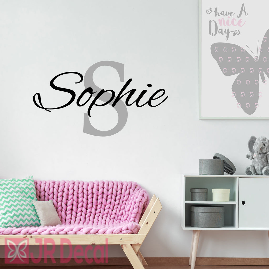 Girl Personalised name sticker with Monogram