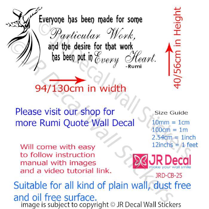 Everyone has Particular work- Jalaluddin Rumi Inspirational quote wall