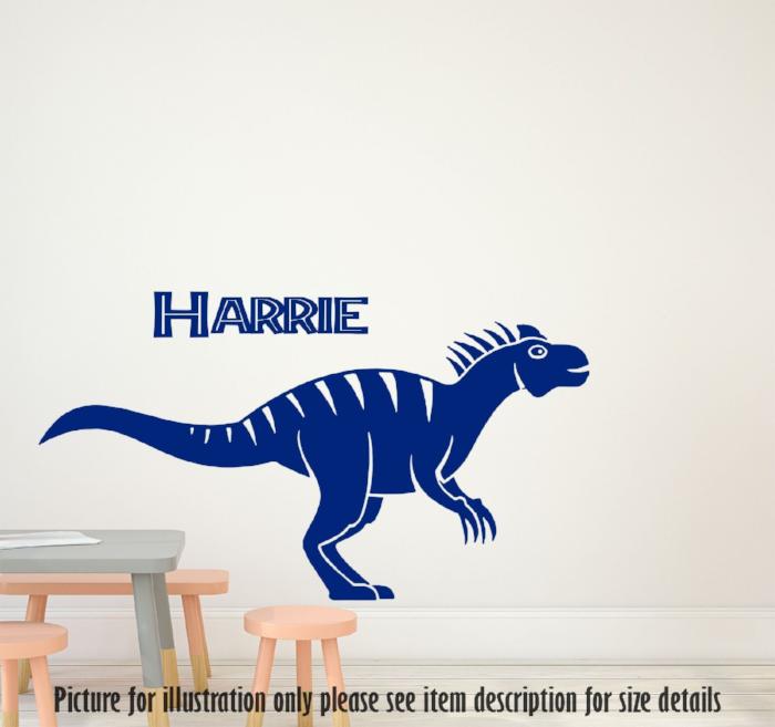 Allosaurus Dinosaur wall sticker with Personalised name blue