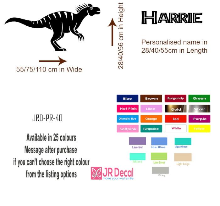 Allosaurus Dinosaur wall sticker with Personalised name details
