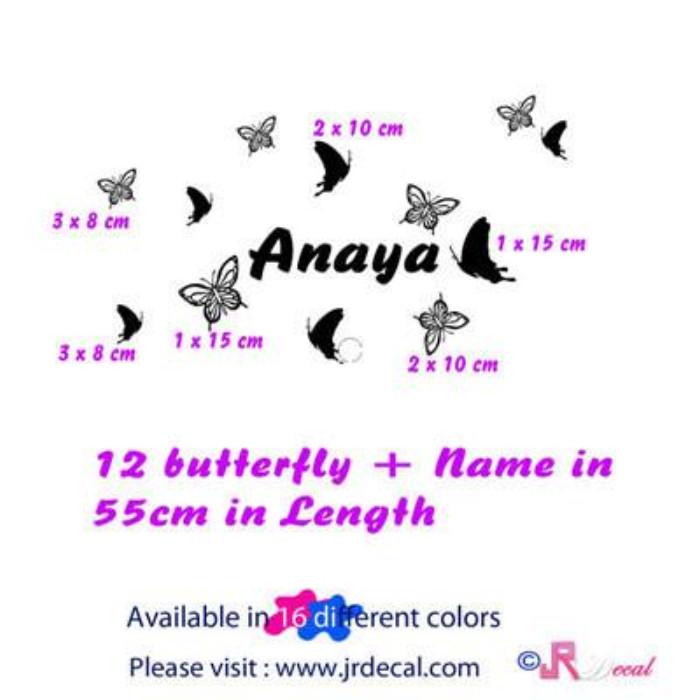 Butterfly wall sticker with Personalised Name Sticker details