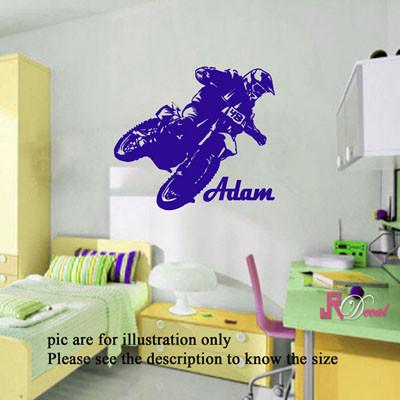 Motorbike wall sticker Personalised name sticker