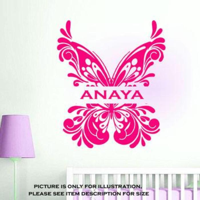 Butterfly Wall Sticker with Personalised Name Sticker