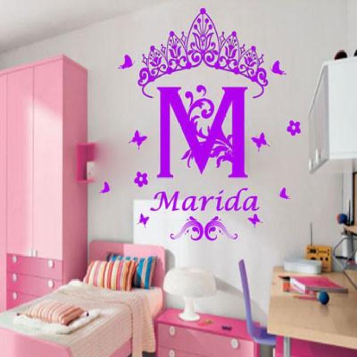 Princess Crown Custom Name Stickers for Wall