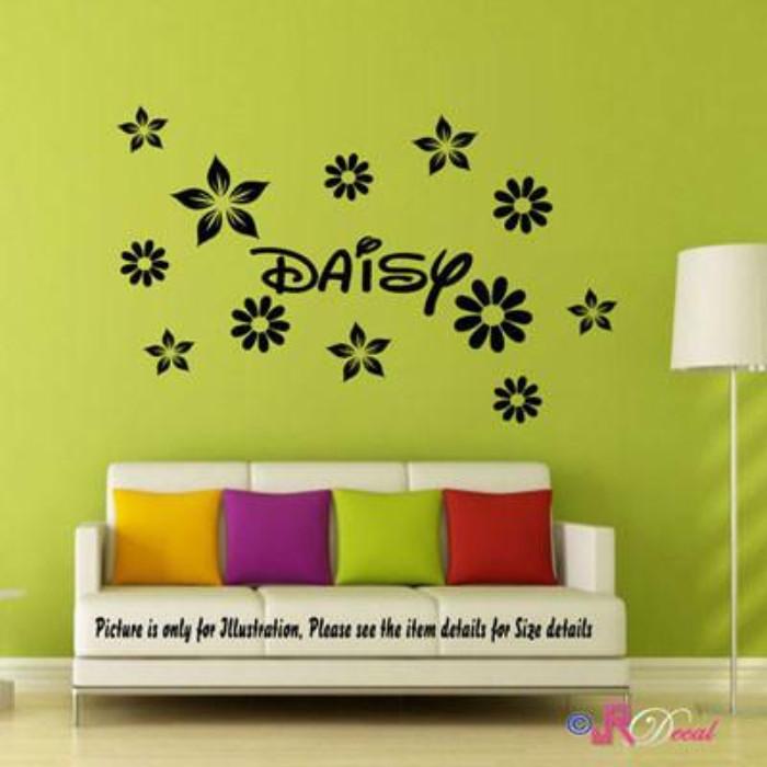 Daisy Flower Wall Sticker with Personalised name sticker