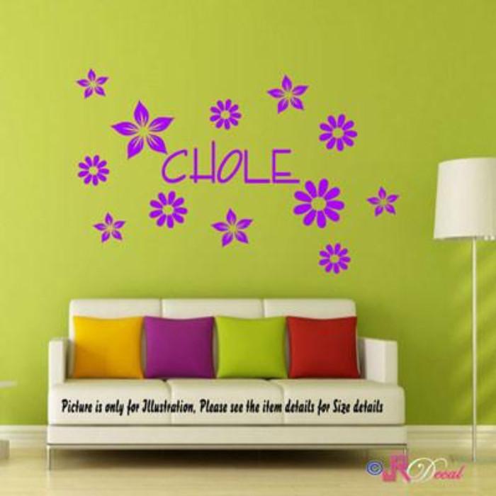 Daisy Flower Wall Sticker with Personalised name sticker