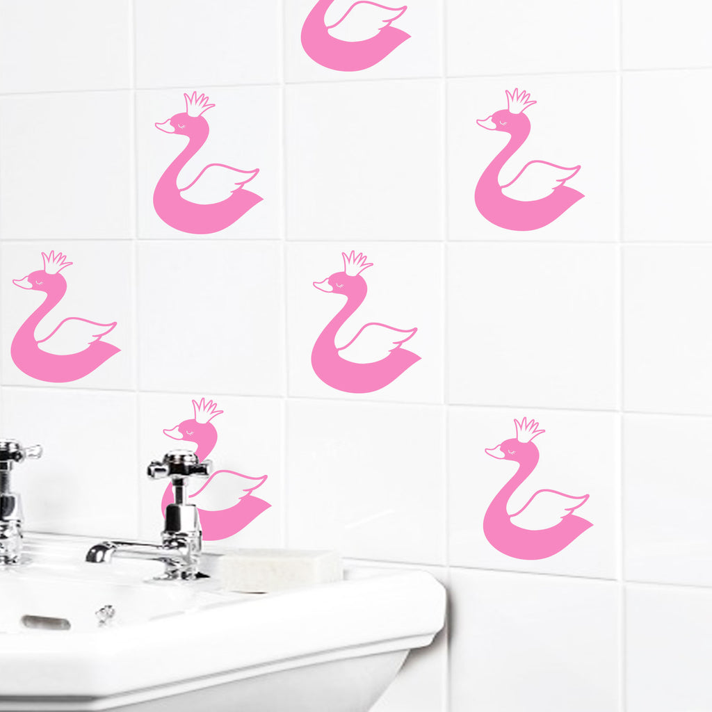 Colorful Swan Tile wall Sticker for Bathroom