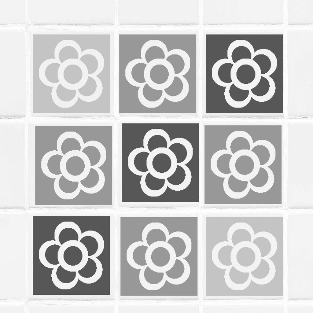 Colorful Flower Tile wall Sticker for Bathroom