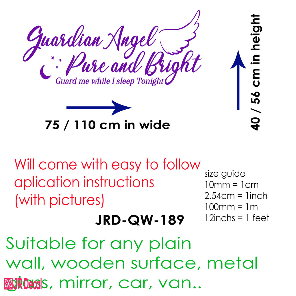 "Guardian Angel Guard Me" - Nursery Wall Sticker