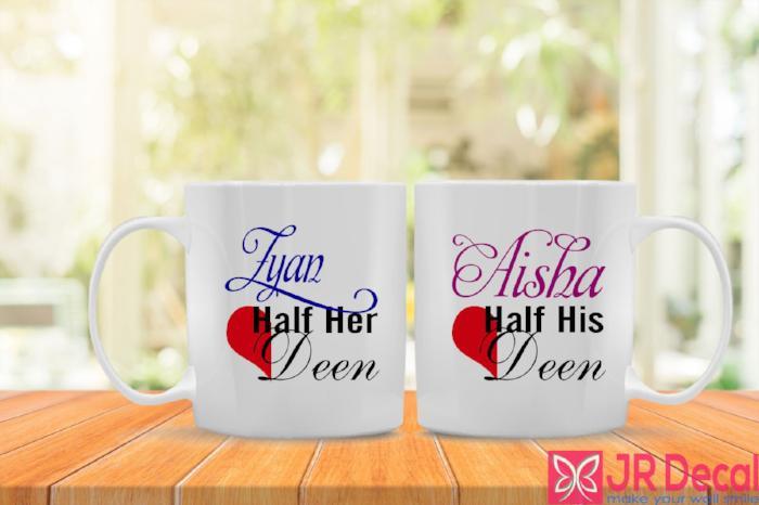 "Her Deen and His Deen" Couple personalized mug