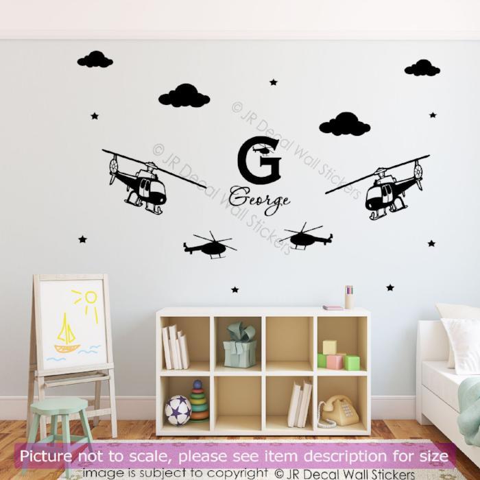 Helicopter personalised name Wall Vinyl Decals