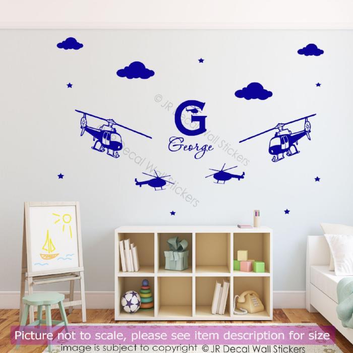 Helicopter personalised name Wall Vinyl Decals