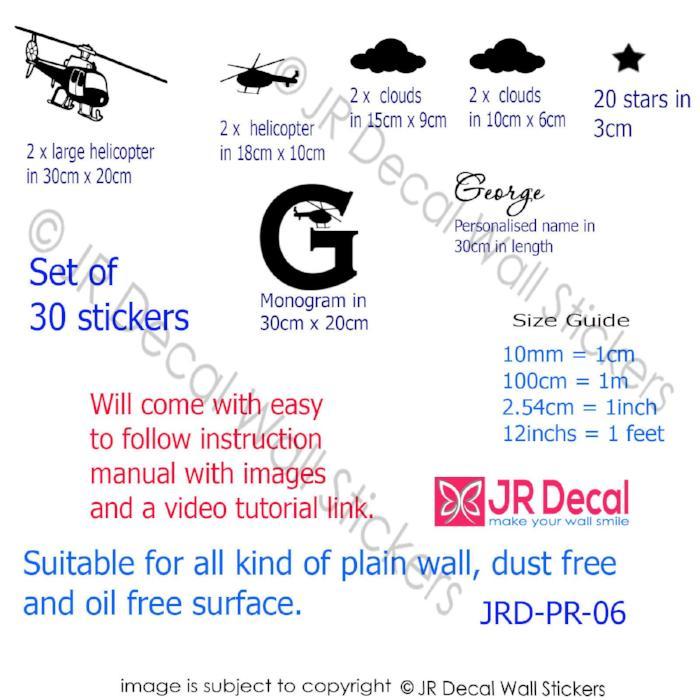 Helicopter personalised name Wall Vinyl Decals