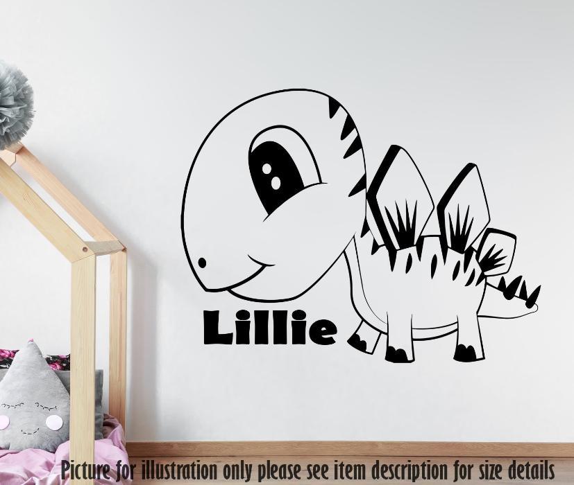 Cute Stegosaurus Wall Decal with Personalised name