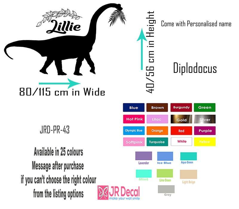 Diplodocus Dinosaur Wall Art with Personalised name details