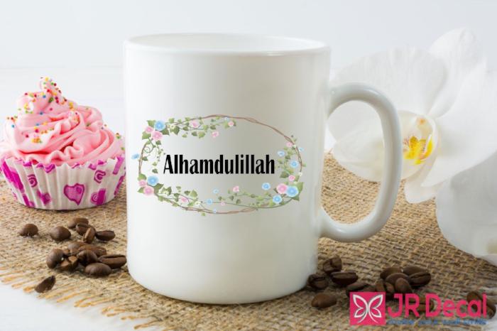 Alhamdulillah with Flower Wreath Printed Islamic Mug