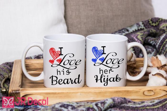 "I love his Beard and I love her Hijab" Muslim Couple Mug