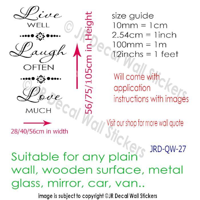 LIVE LAUGH LOVE Quote Wall Decal Vinyl Removable